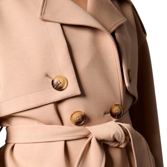 Blue Revival Women's Cropped Scuba Belted Trench Coat - Picture 4 of 6